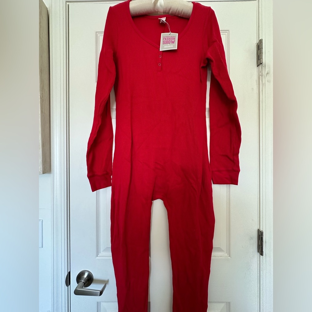 NWT 2010 Vintage PINK Victoria’s Secret Thermal Onesie Back Flap Holiday Rare - Picture 10 of 16